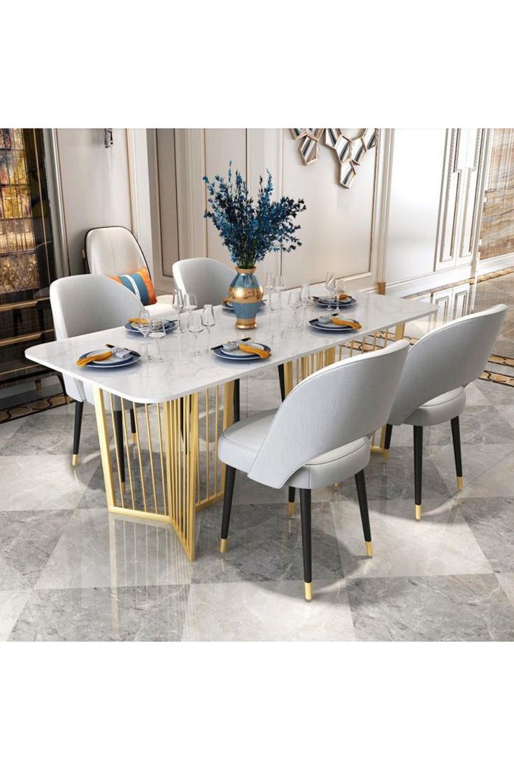 Luxury Marble Dining Table Set - BinSha Furniture