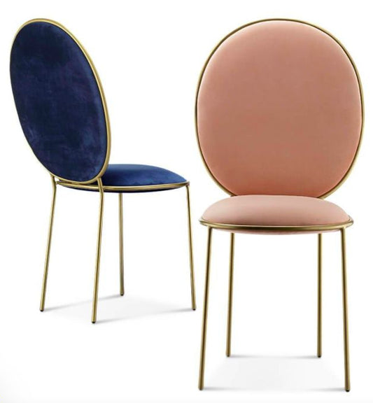 Luxury Velvet Oval Back Dining Chair – Gold Frame