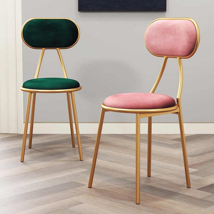 Modern Velvet Dining Chair with Gold Metal Frame