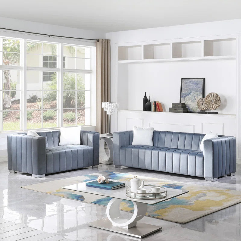 Modern Velvet 2-Piece Sofa Set – Stylish & Comfortable Living Room Furniture