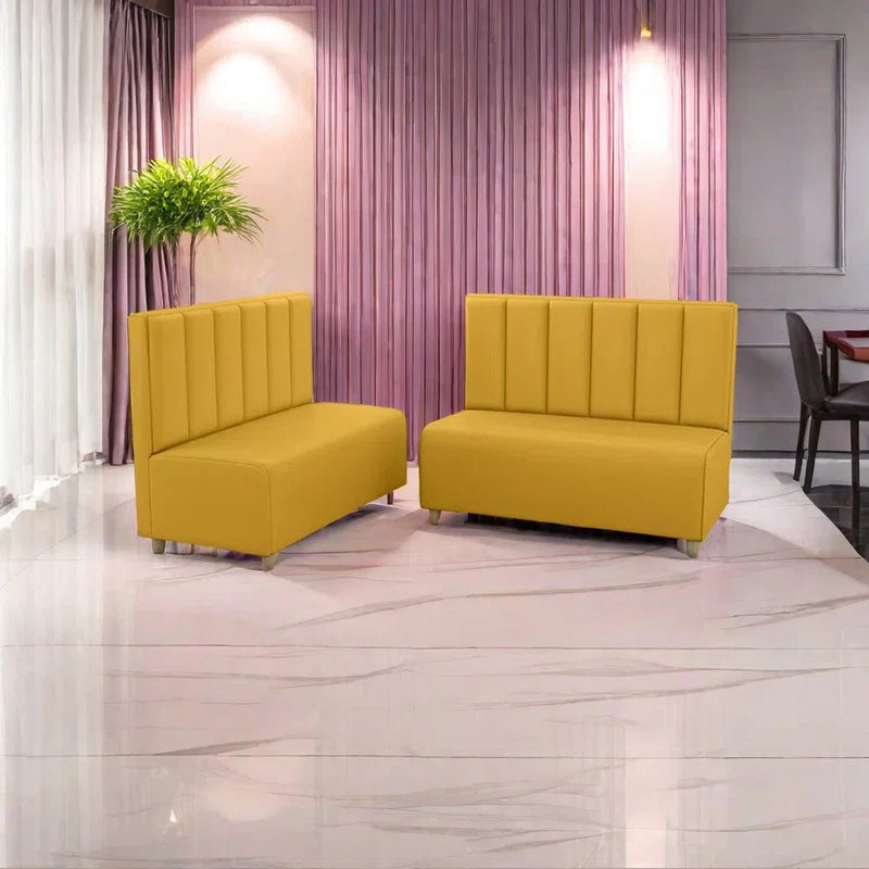 Elegant Yellow Faux Leather Restaurant Booth Sofa