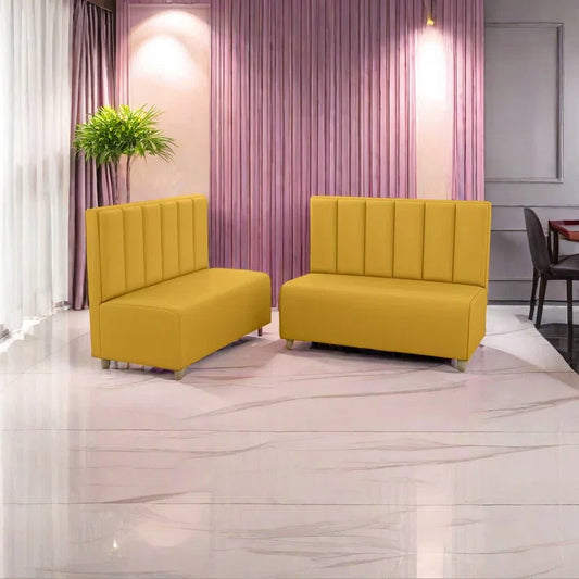 Elegant Yellow Faux Leather Restaurant Booth Sofa